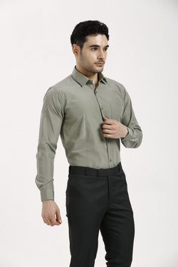 Dusty Grey Formal Cotton-Poly Shirt