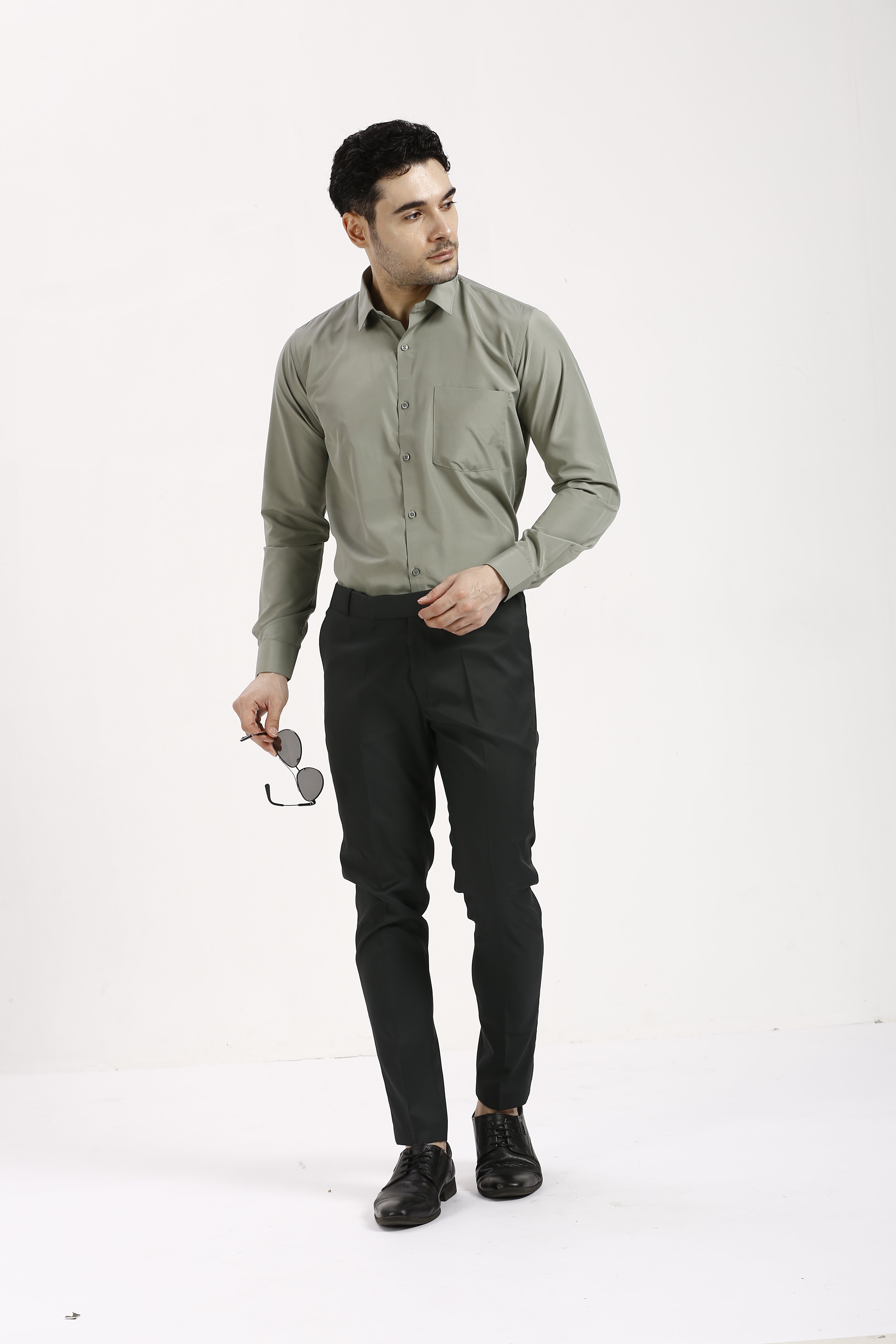 Dusty Grey Formal Cotton-Poly Shirt