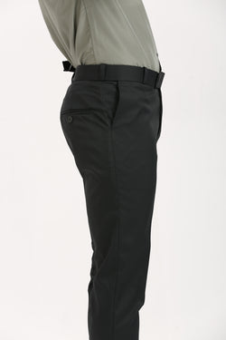 Bottle Green Adjustable Belt Formal Pants