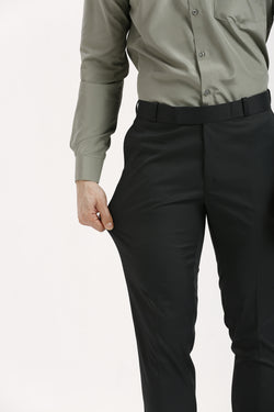 Bottle Green Adjustable Belt Formal Pants