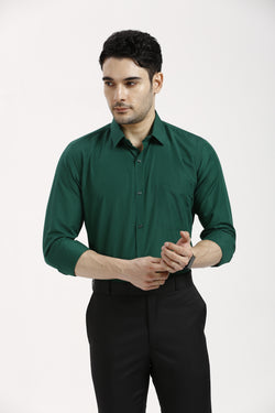 Bottle Green Formal Cotton-Poly Shirt