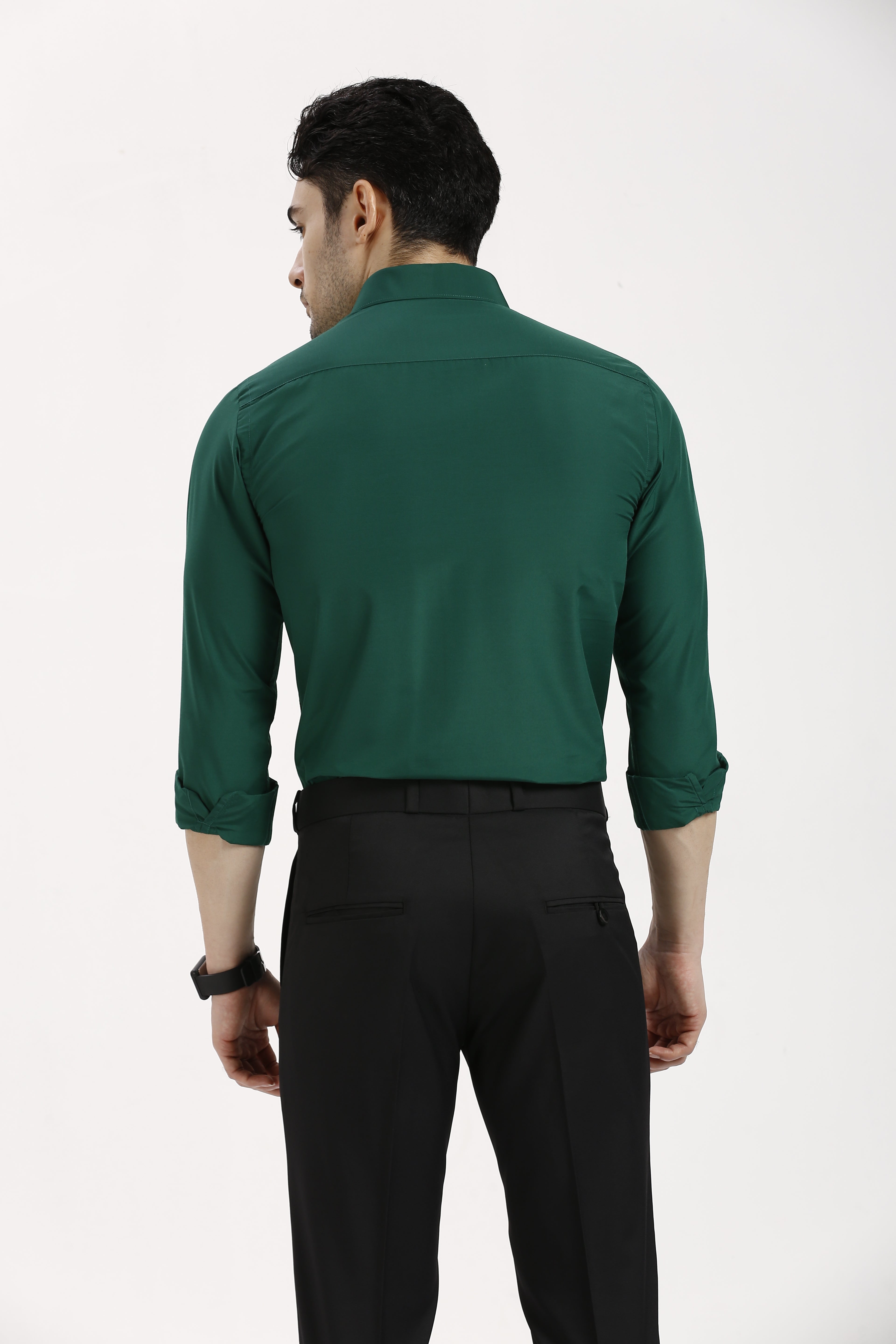 Bottle Green Formal Cotton-Poly Shirt