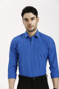 Mid Blue Formal Cotton-Poly Shirt