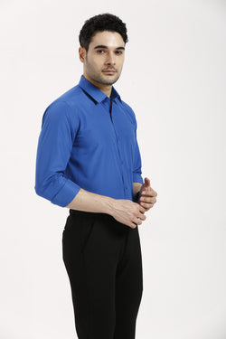 Mid Blue Formal Cotton-Poly Shirt