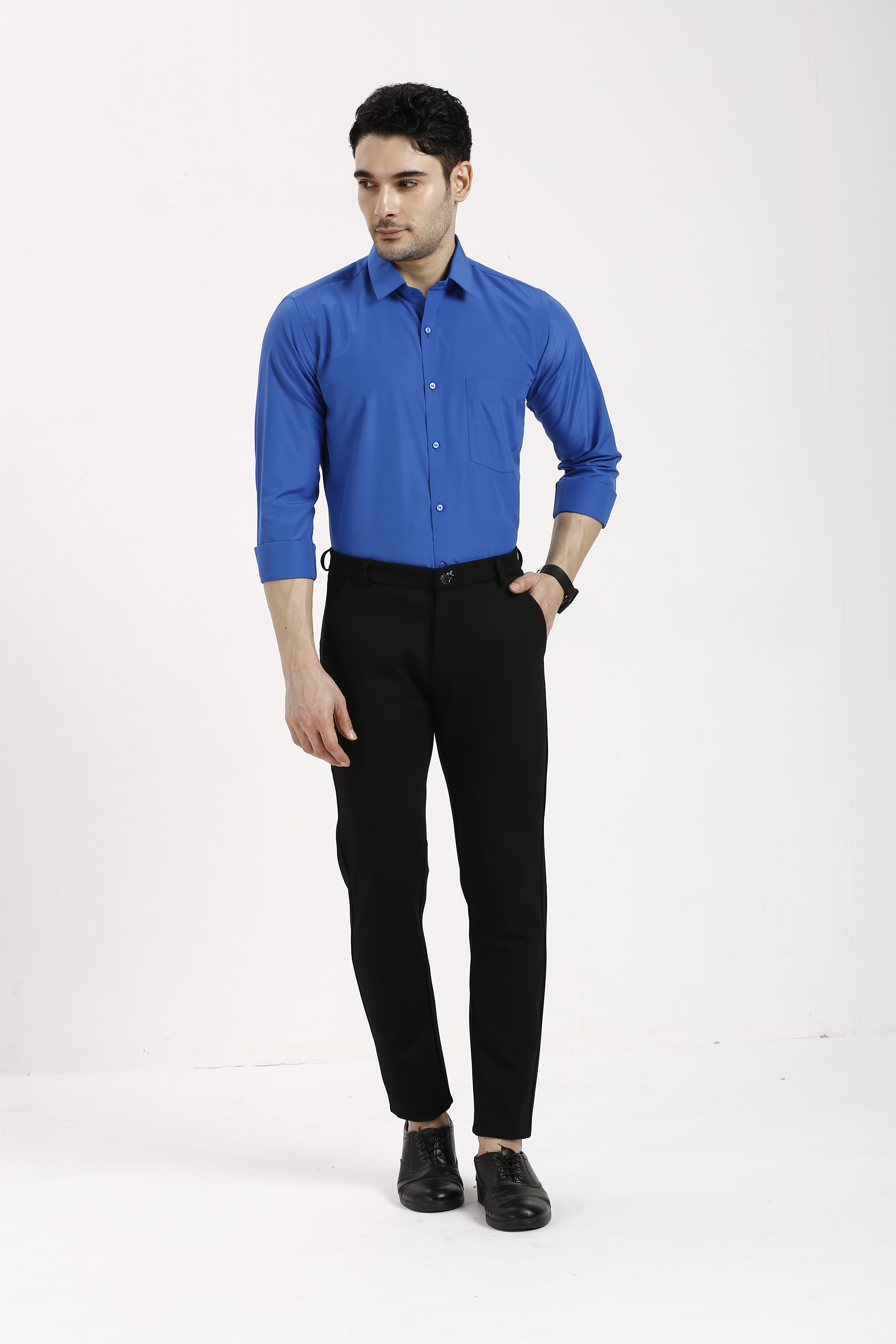 Mid Blue Formal Cotton-Poly Shirt