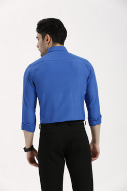 Mid Blue Formal Cotton-Poly Shirt