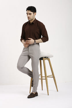 Brown Formal Cotton-Poly Shirt