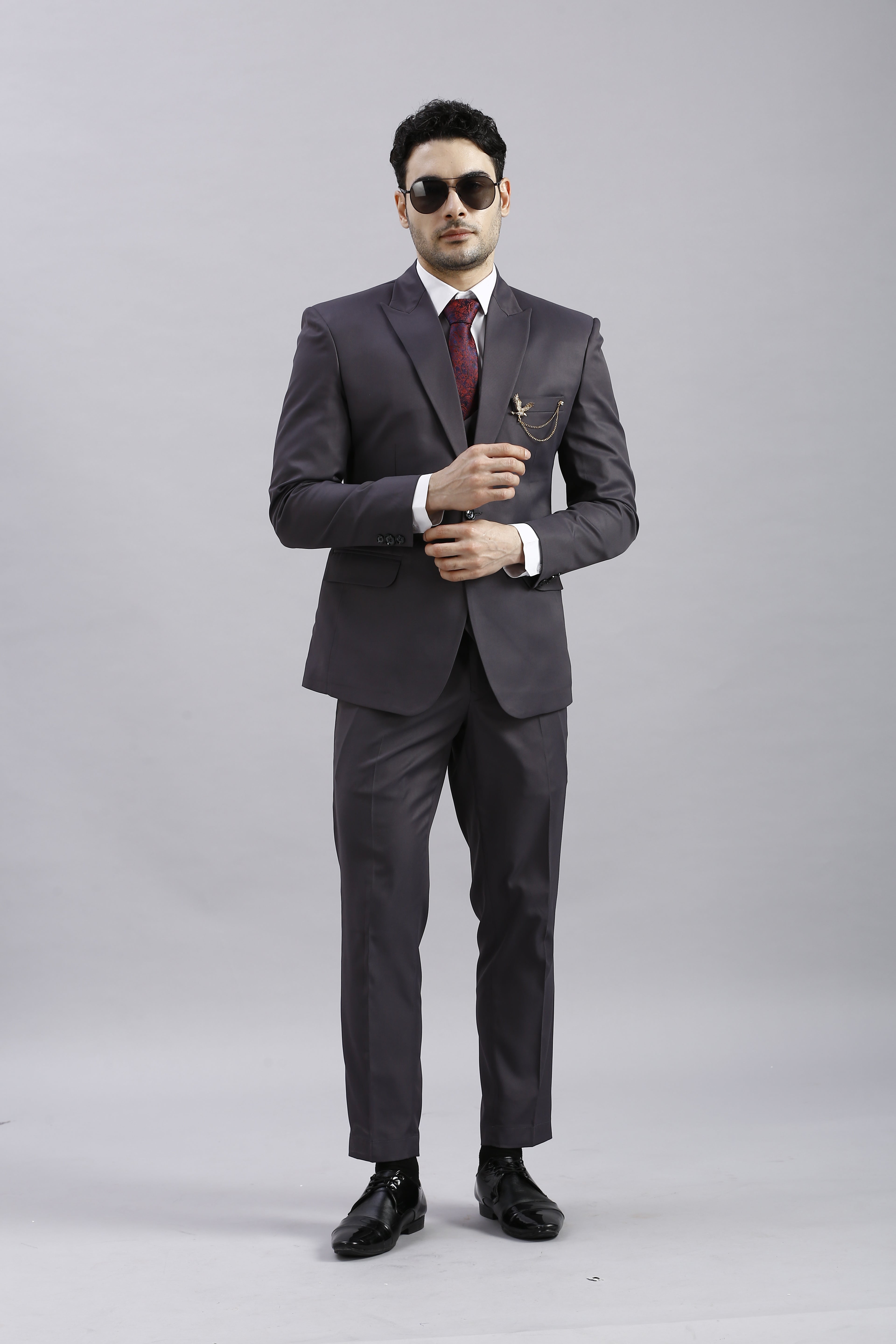 Raisin Black 5 Piece Suit with Red Accents