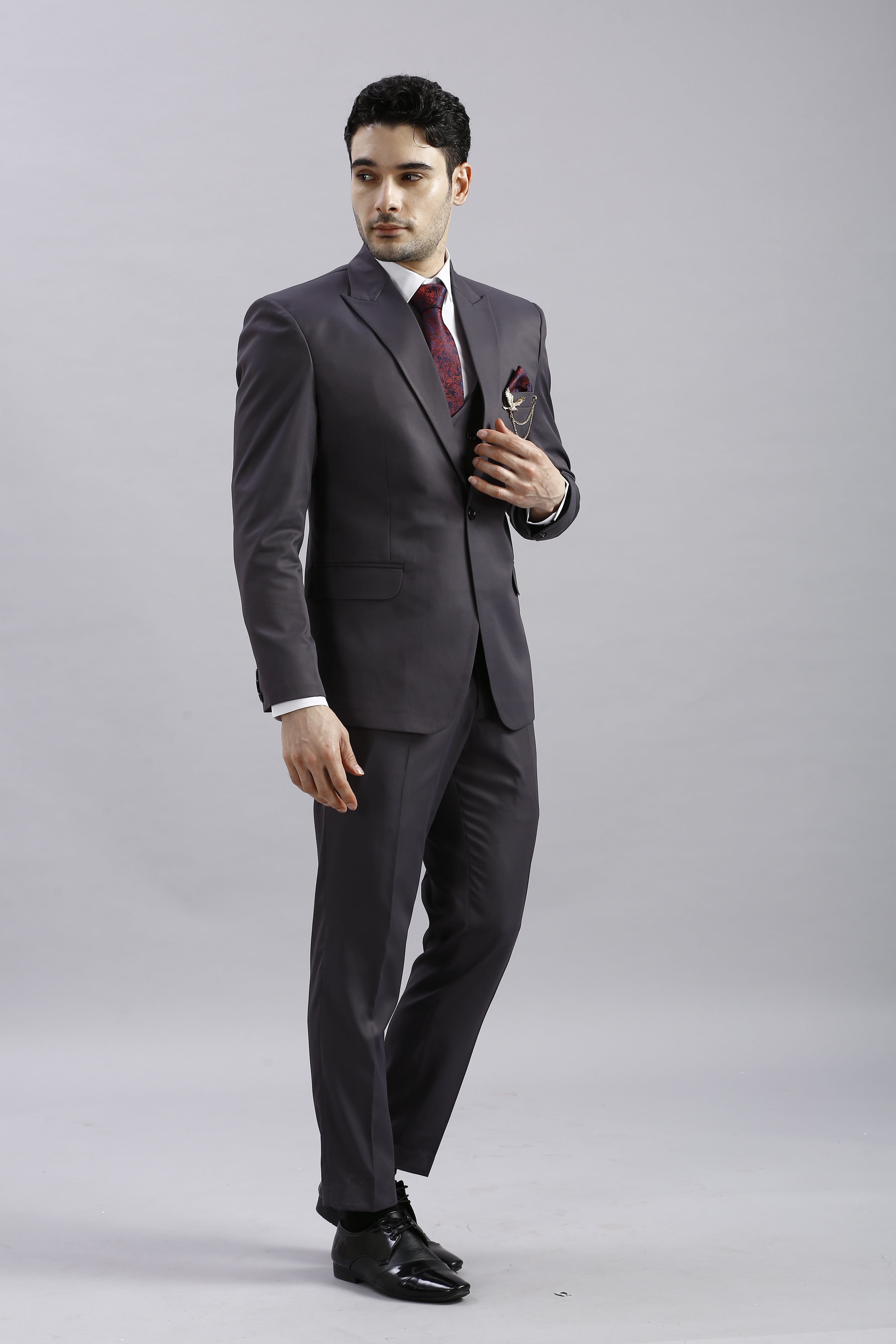 Raisin Black 5 Piece Suit with Red Accents