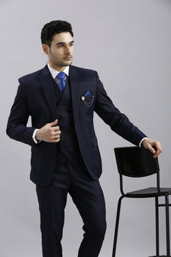 Navy Blue 5 Piece Suit with Blue Accents