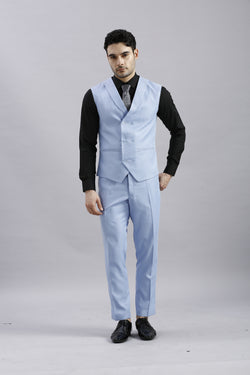 Light Blue 5 Piece Suit with Grey Accents