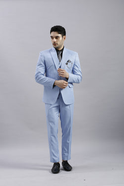 Light Blue 5 Piece Suit with Grey Accents