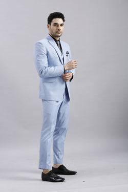 Light Blue 5 Piece Suit with Grey Accents