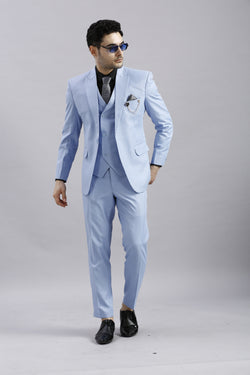 Light Blue 5 Piece Suit with Grey Accents