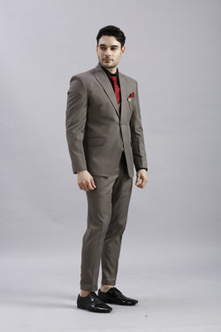 Coffee Brown 5 Piece Suit with Red Accents