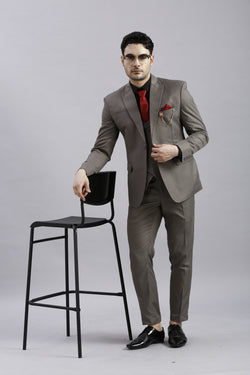 Coffee Brown 5 Piece Suit with Red Accents