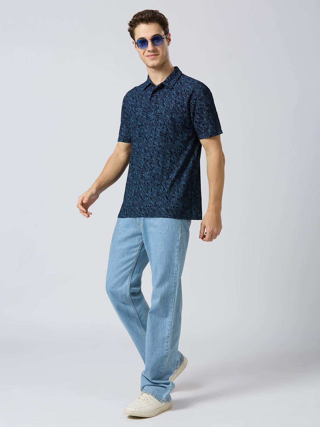 Blue Pattern Polo Tee